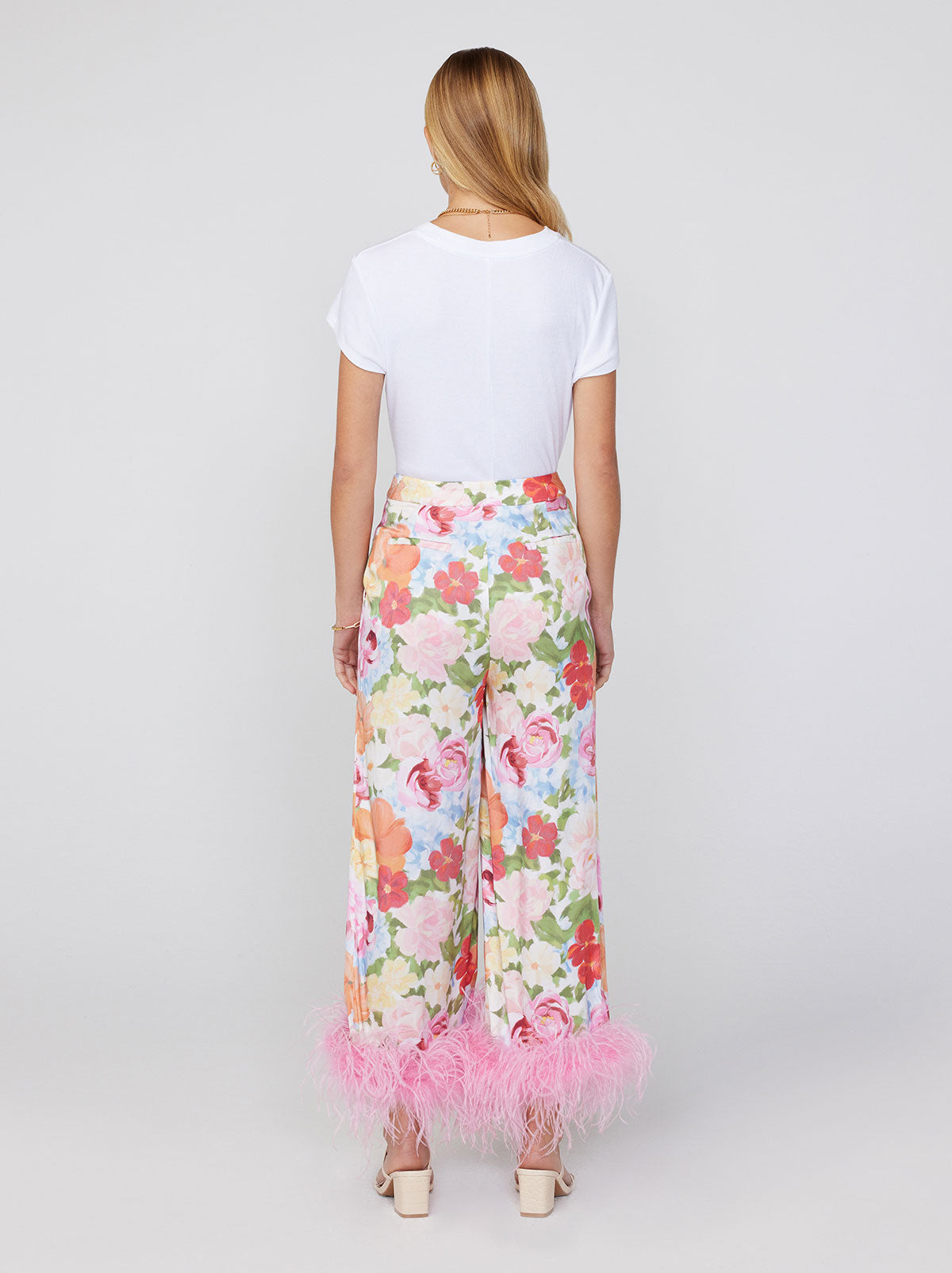 Apollo Painted Floral Feather Trousers By KITRI Studio