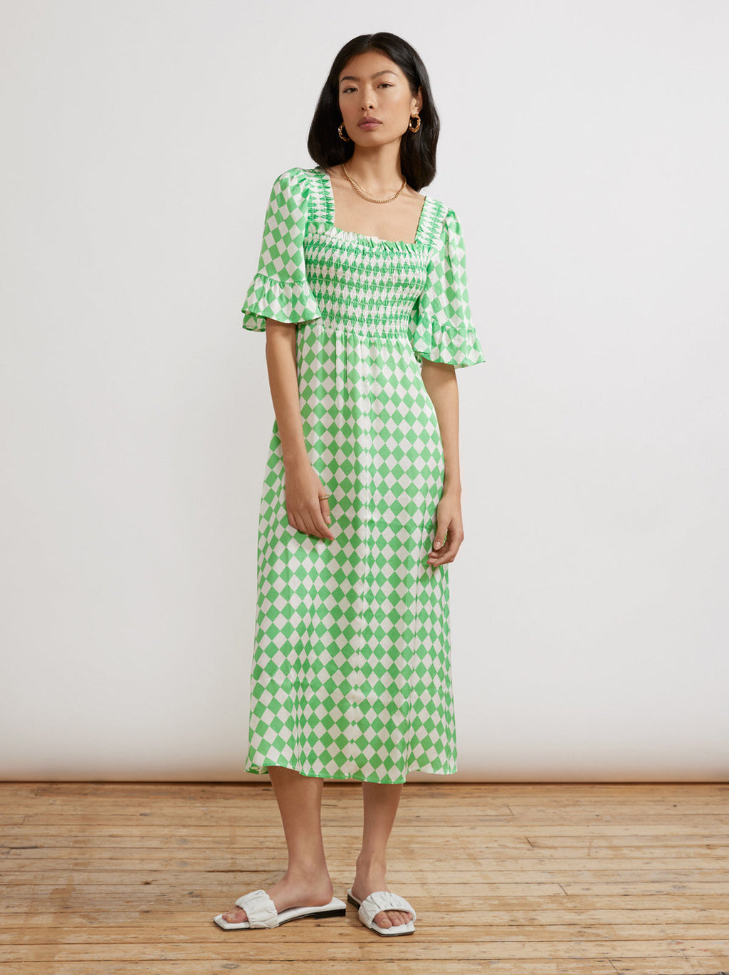 Arabella Green Checker Dress