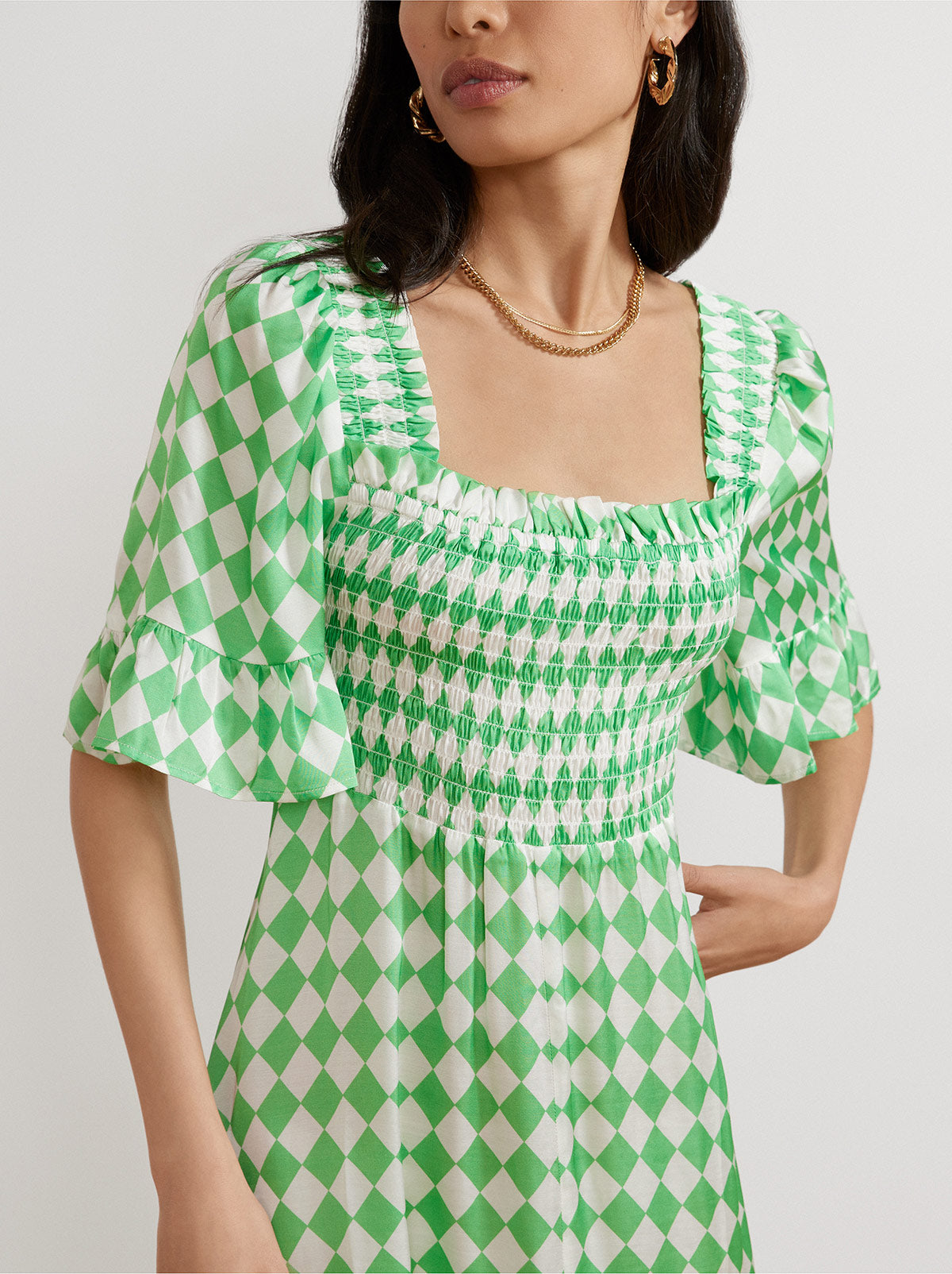 Arabella Green Checker Dress