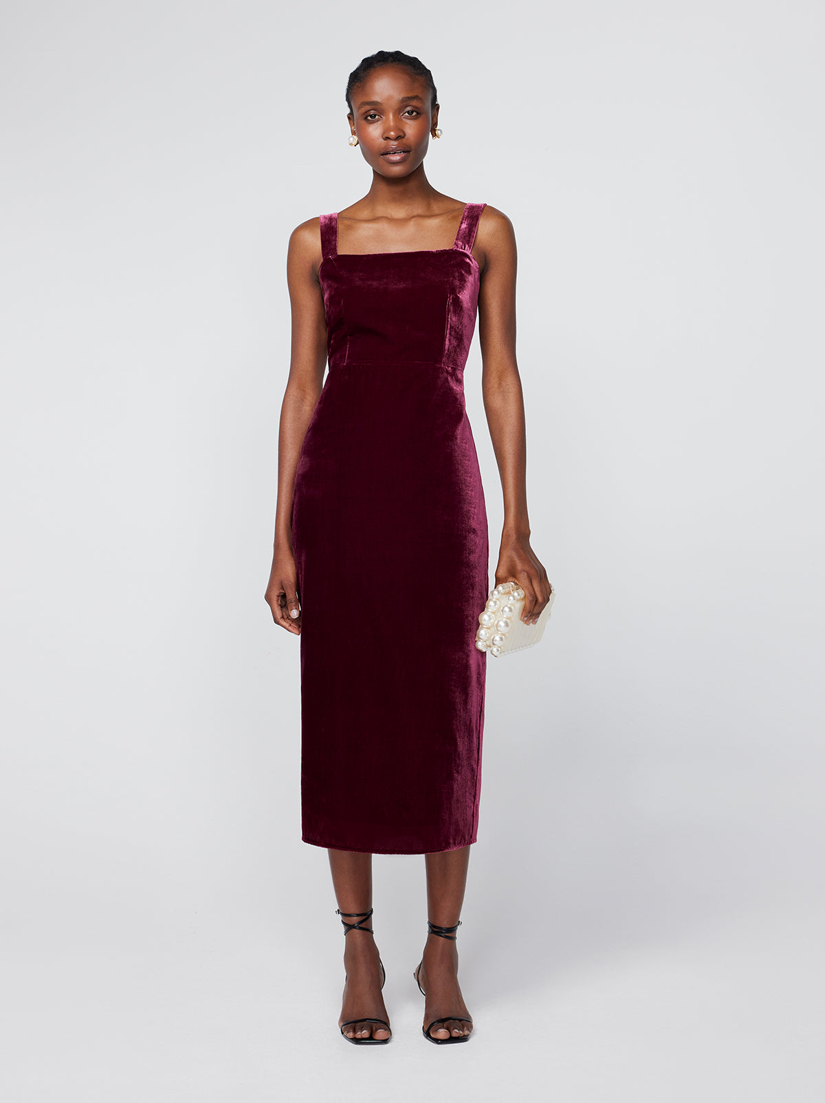 Aretha Burgundy Velvet Dress