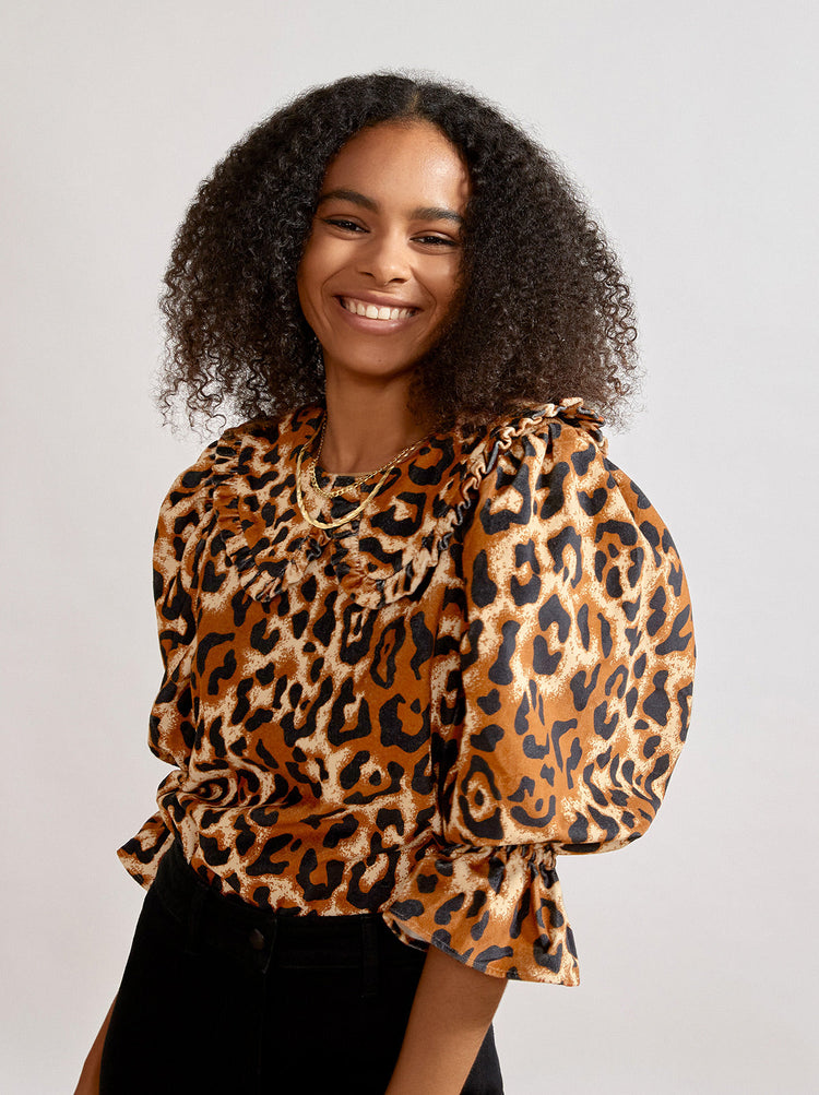 Arlett Animal Print Cotton Velvet Top By KITRI Studio