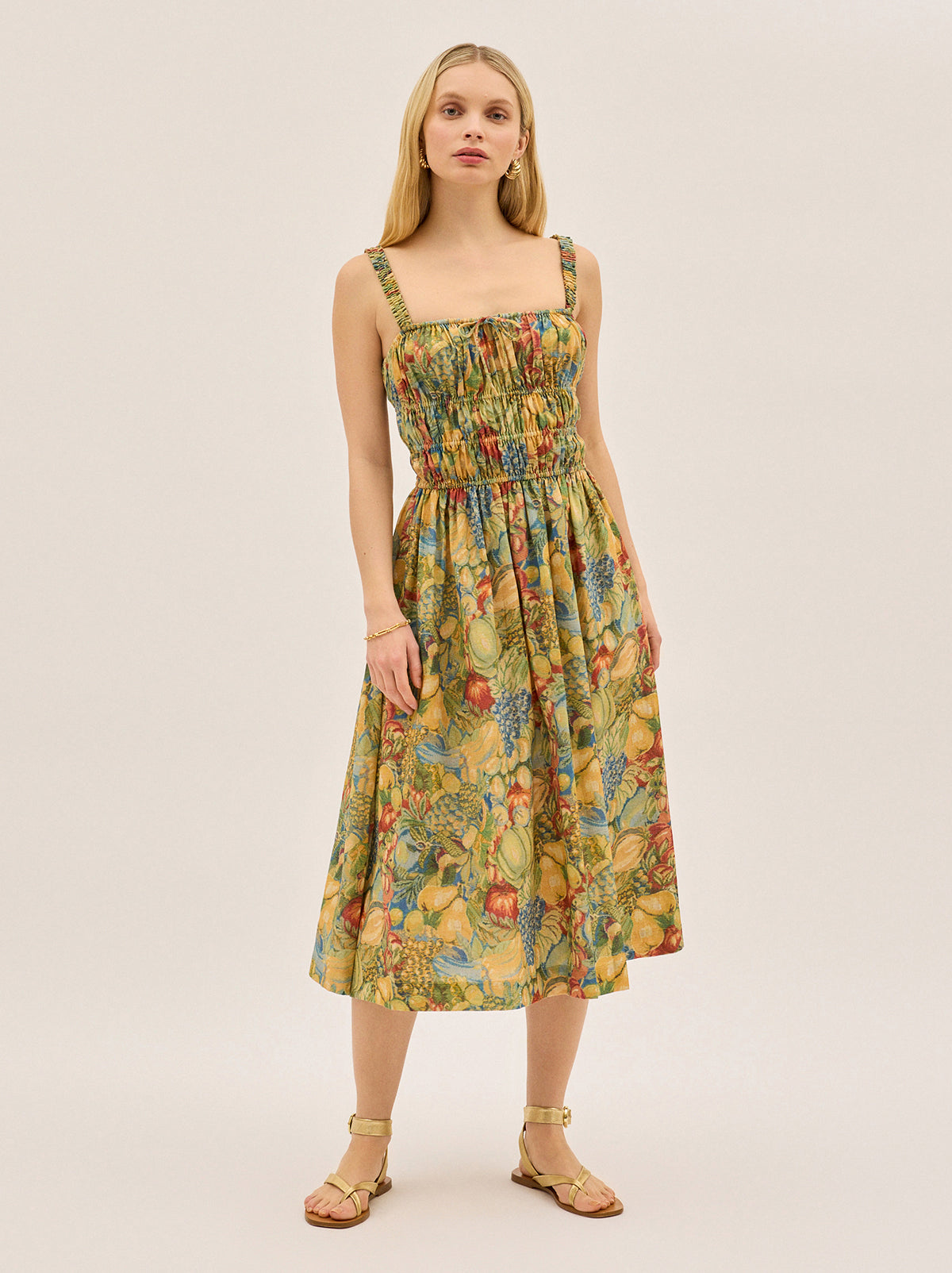 Arya Fruit Print Linen Blend Dress By KITRI Studio