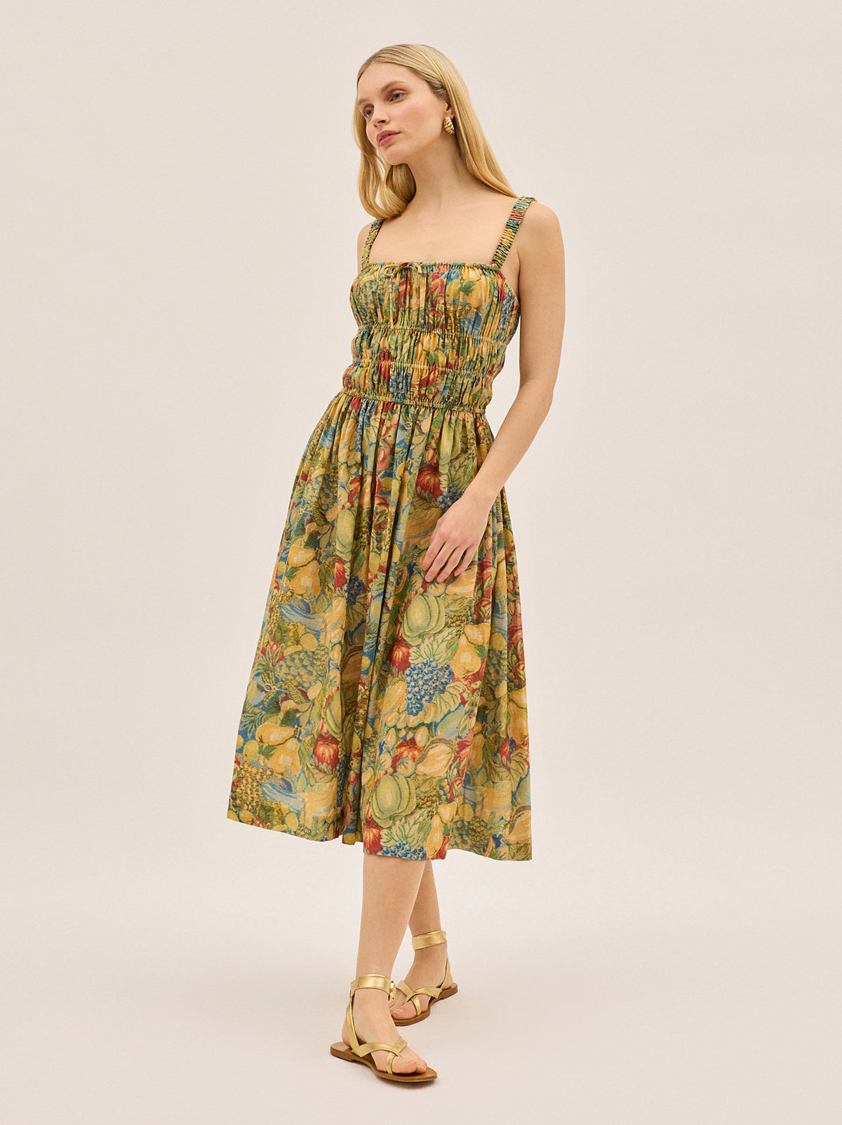 Arya Fruit Print Linen Blend Dress By KITRI Studio