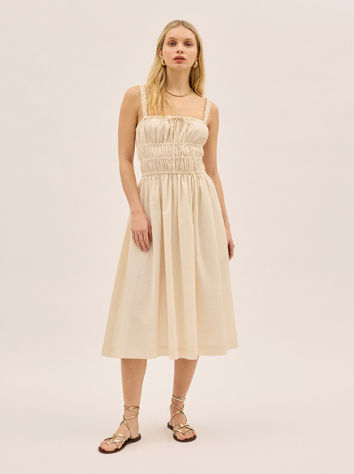 Arya Ivory Cotton Linen Dress By KITRI Studio