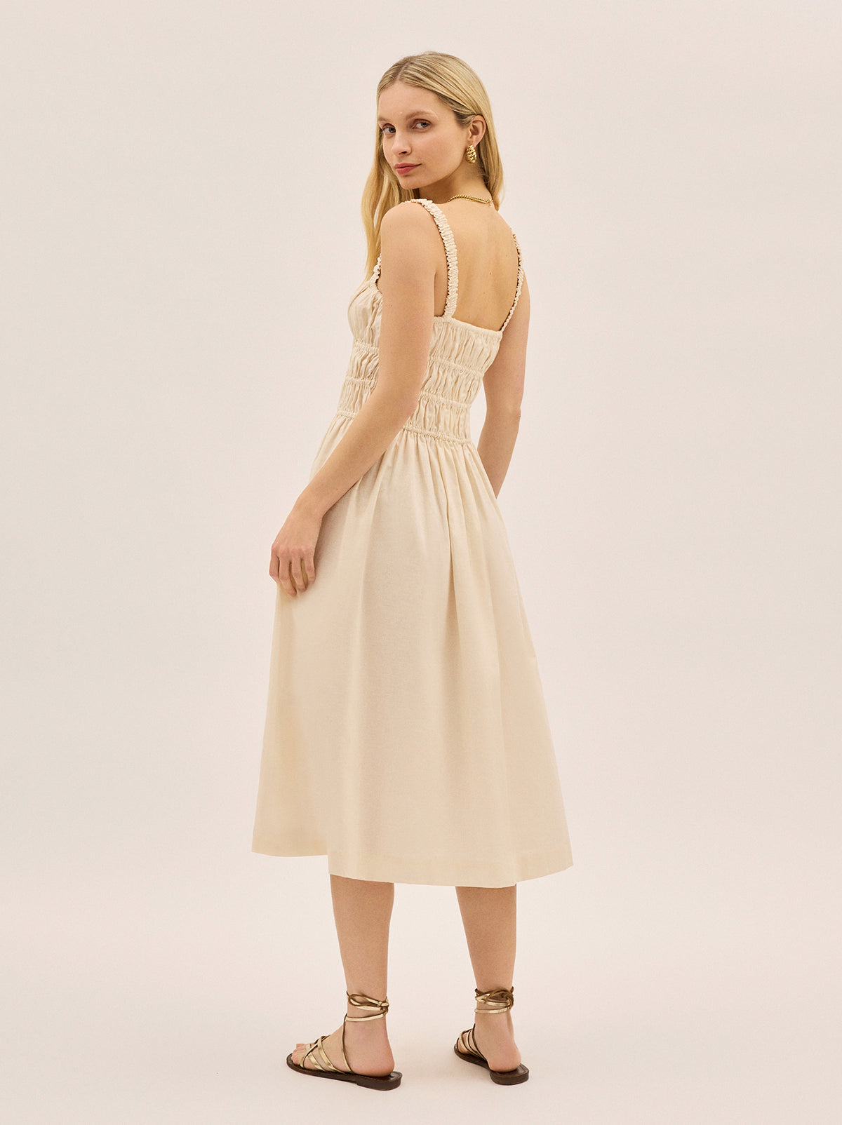 Arya Ivory Cotton Linen Dress | KITRI Studio Arya Ivory Cotton Linen Dress | KITRI Studio