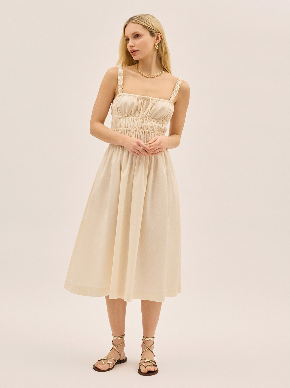 Arya Ivory Cotton Linen Dress By KITRI Studio