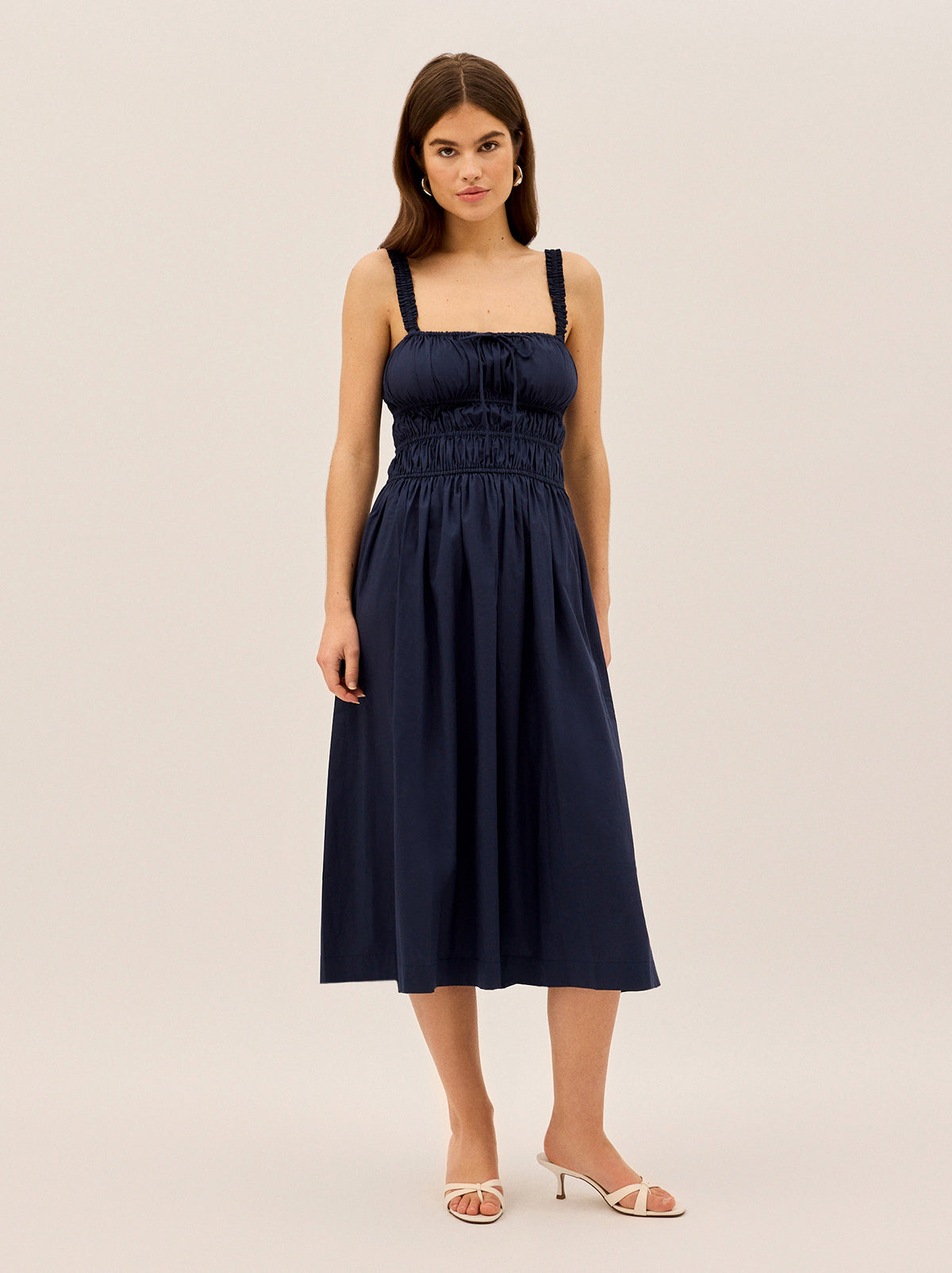 Arya Navy Cotton Midi Dress By KITRI Studio