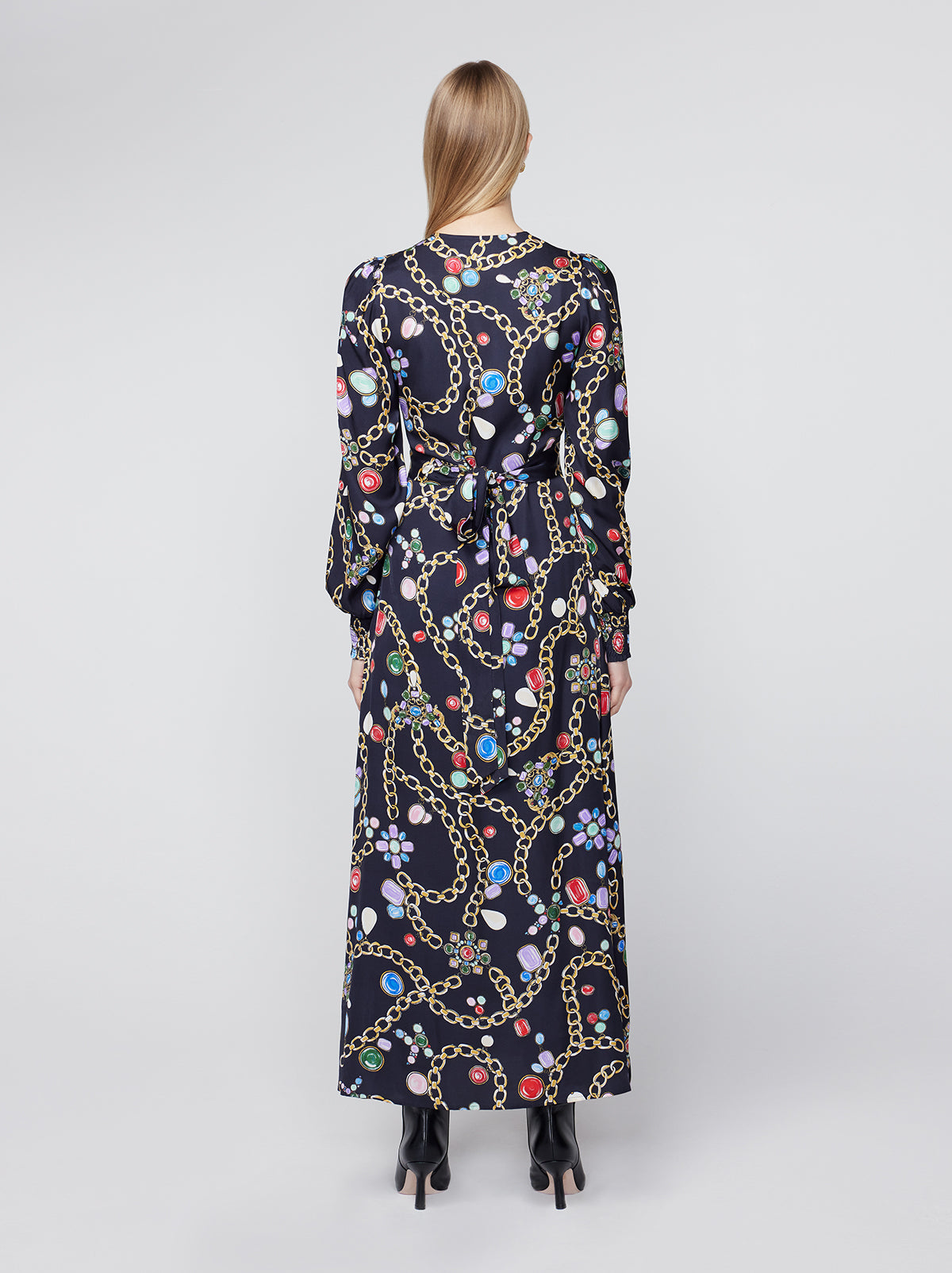 Aurora Black Chain Print Maxi Dress