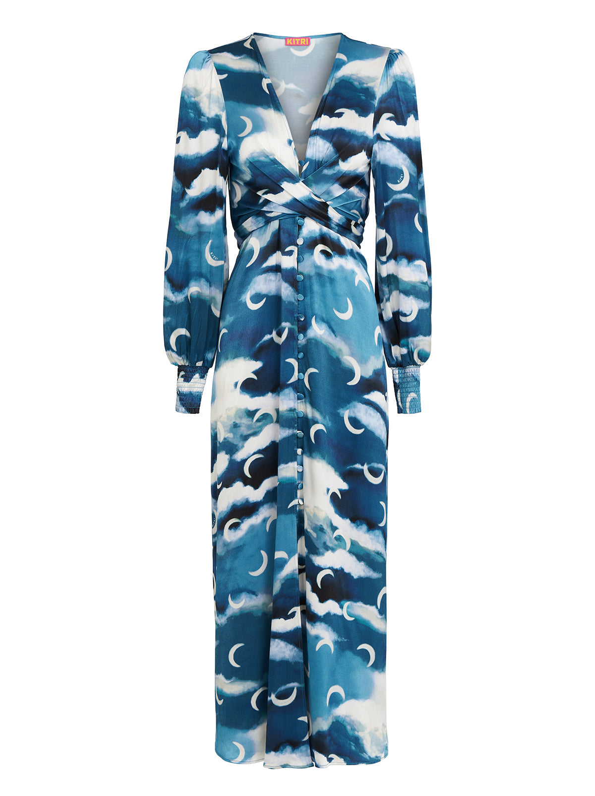 Aurora Blue Cloud Print Maxi Dress By KITRI Studio