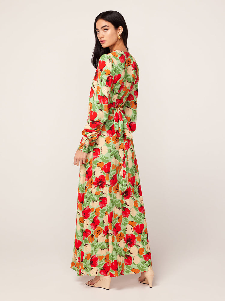 Aurora Green Garden Floral Maxi Dress