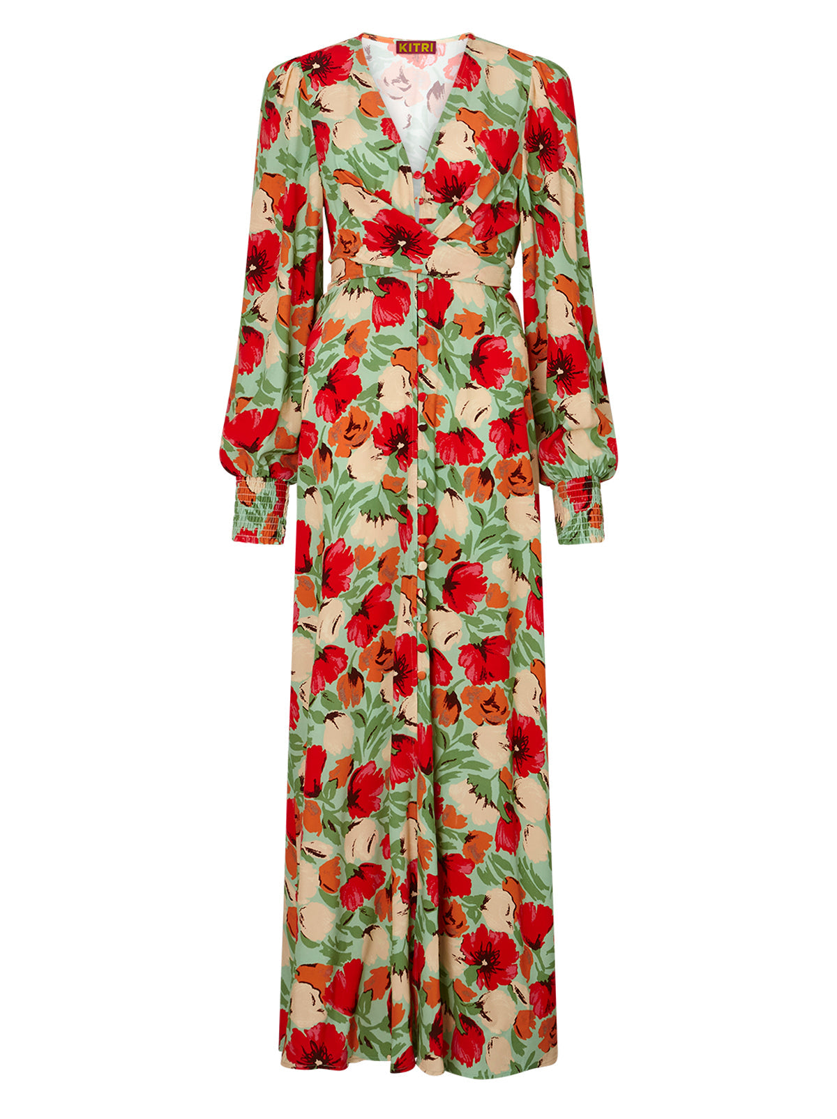 Aurora Green Garden Floral Maxi Dress | KITRI Studio Aurora Green Garden Floral Maxi Dress | KITRI Studio