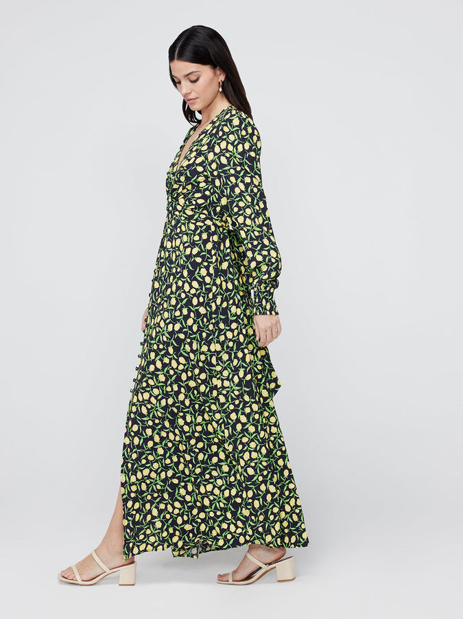 Aurora Yellow Tulip Print Dress | KITRI Studio