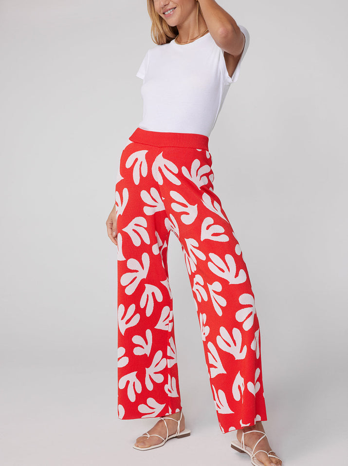 Austin Red Leaf Knit Trousers | KITRI Studio