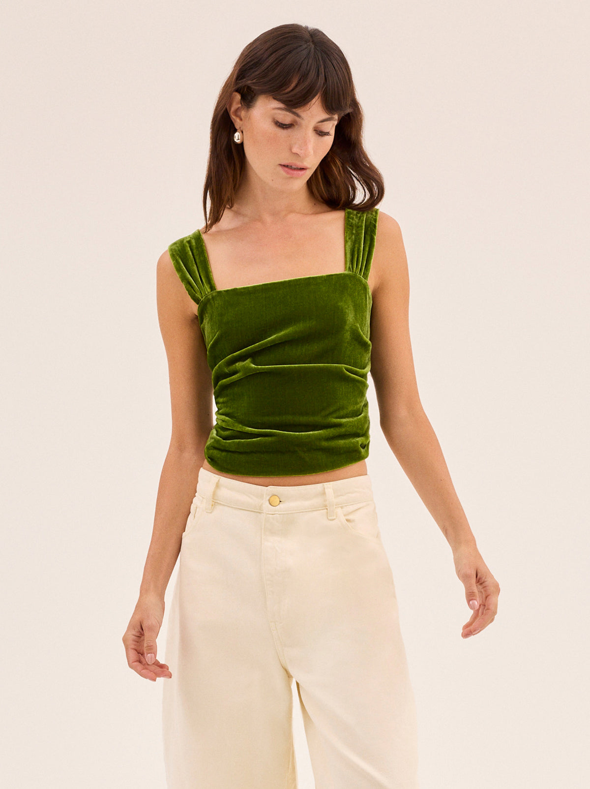 Beata Olive Velvet Top By KITRI Studio