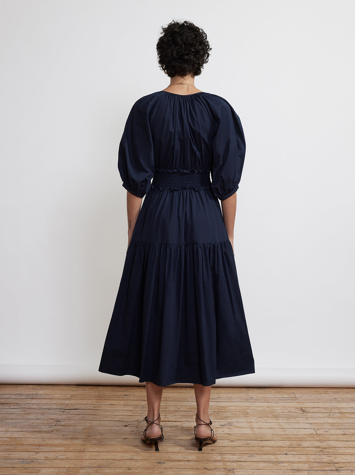 Beatrix Navy Cotton Midi Dress By KITRI Studio