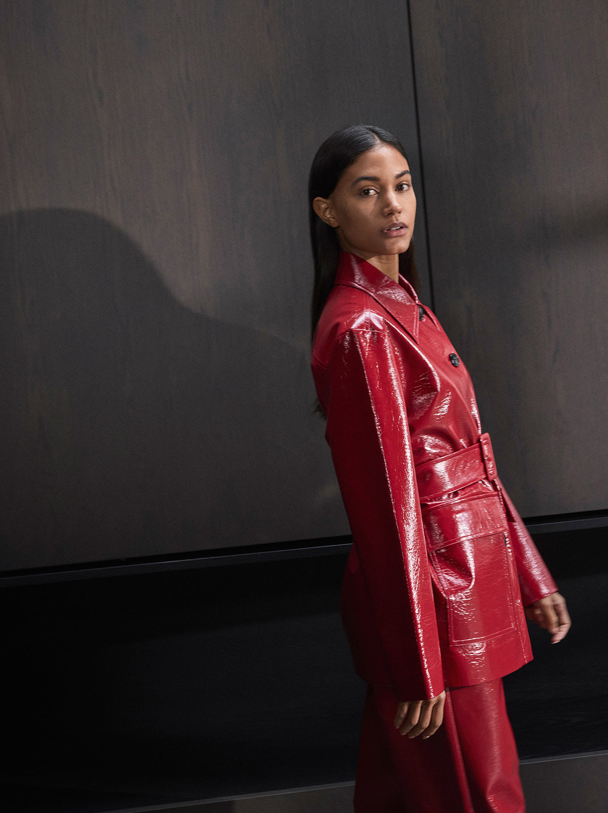 Beatrix Red Vinyl Jacket By KITRI Studio