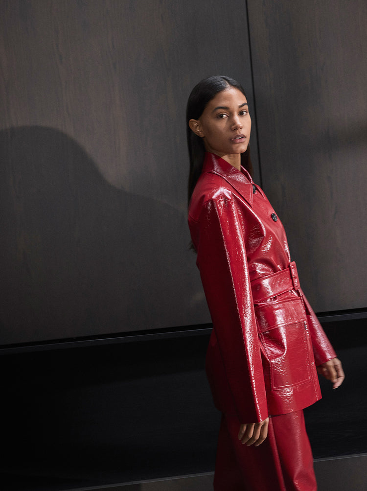 Beatrix Red Vinyl Jacket By KITRI Studio