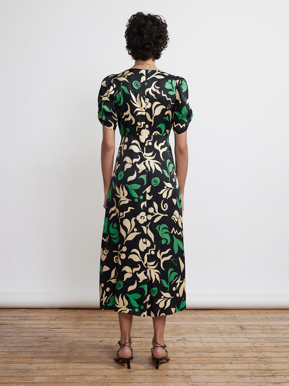 Bell Tie Front Black Cutout Floral Midi Dress By KITRI Studio