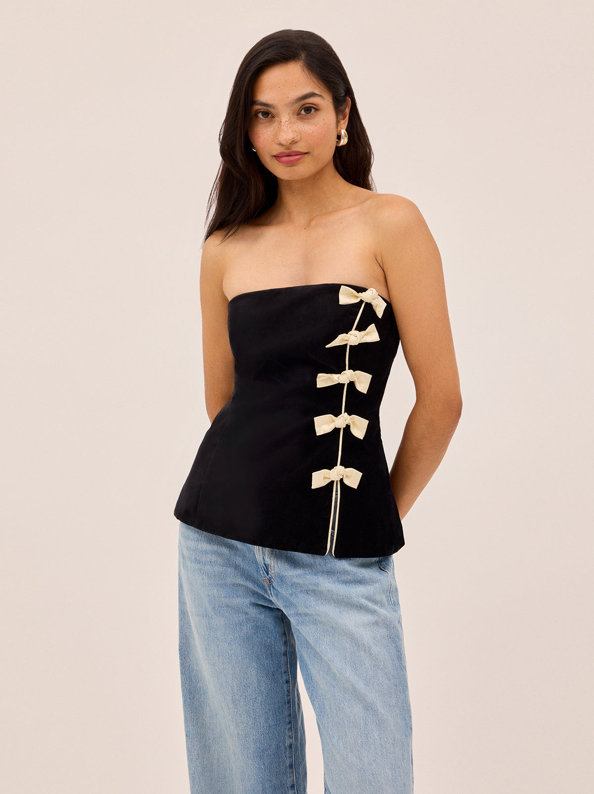 Bella Black Velvet Bandeau Top By KITRI Studio