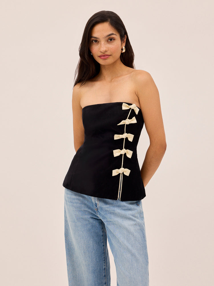 Bella Black Velvet Bandeau Top By KITRI Studio
