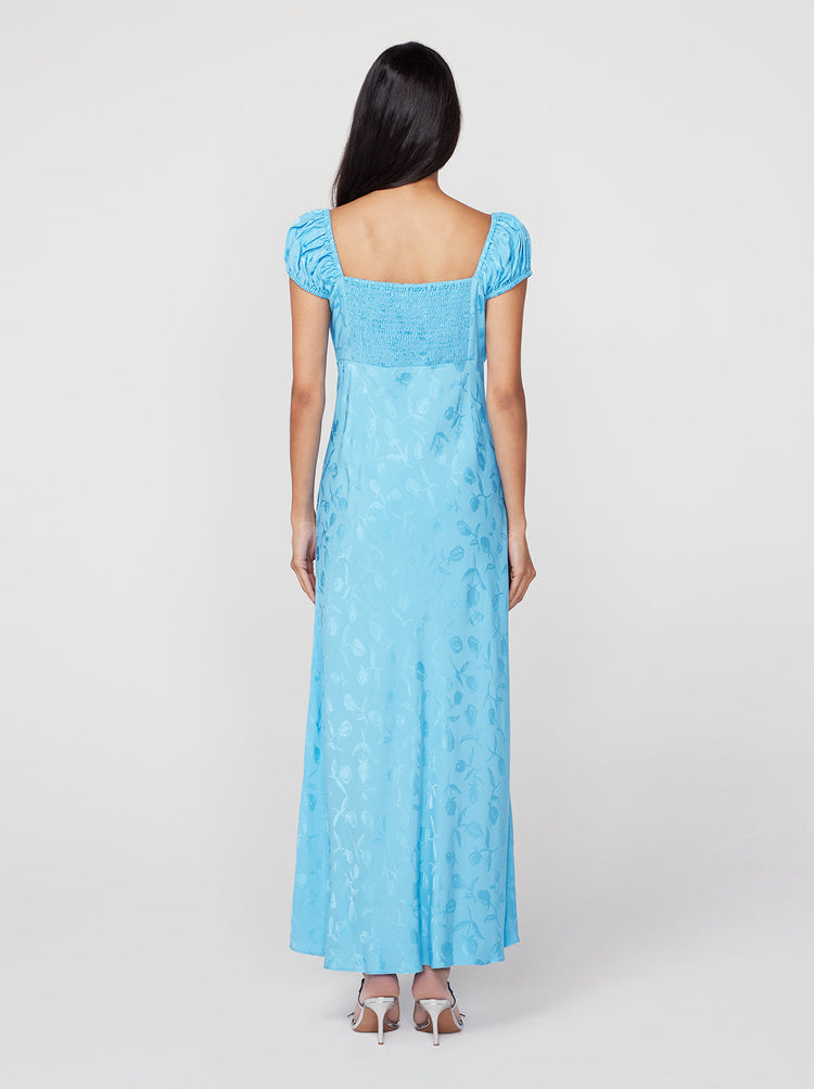 Sky-Blue Crepe Midi Dress - Laskari Fashion Brand