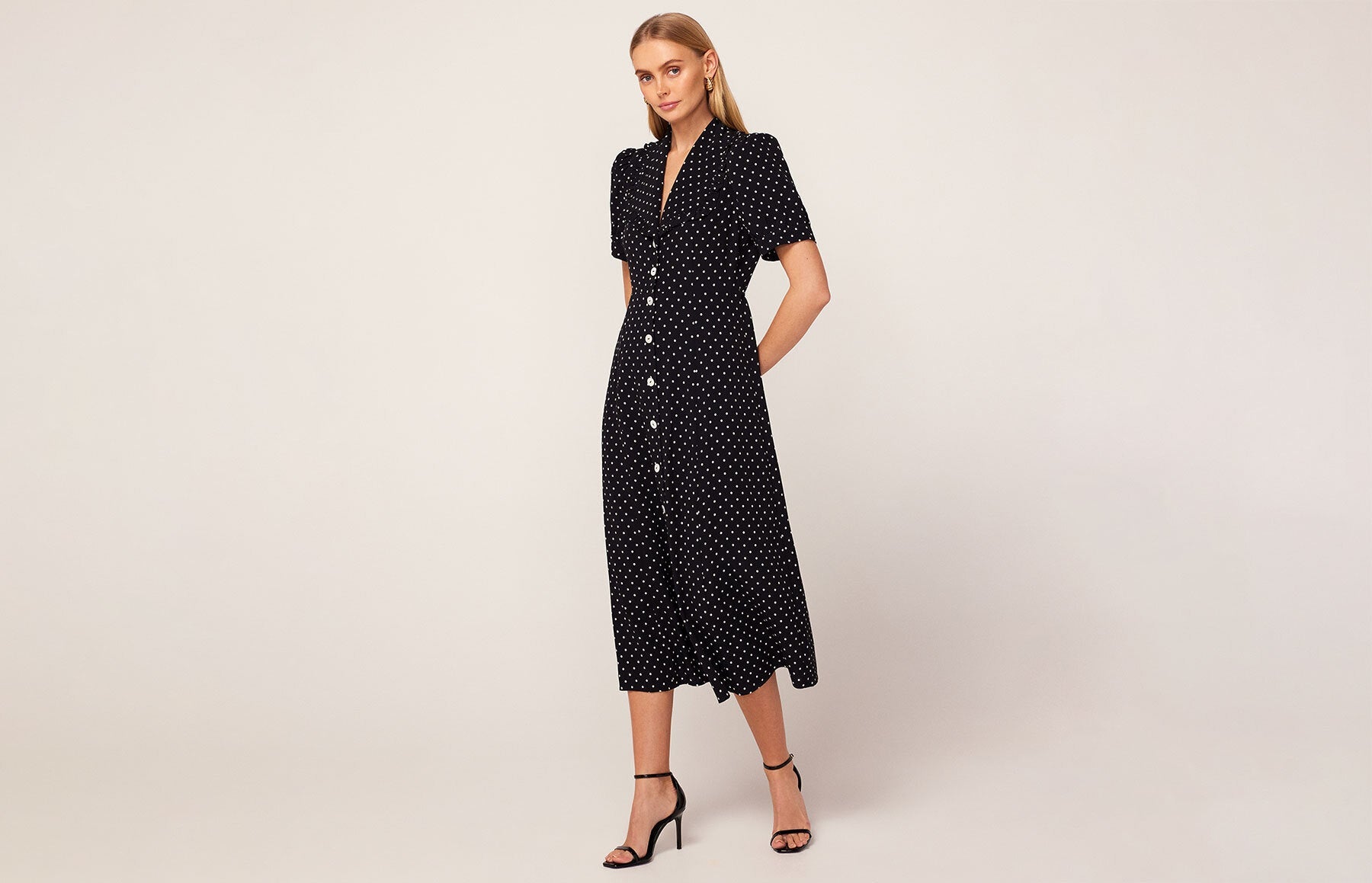 Black polka 2025 dot tea dress