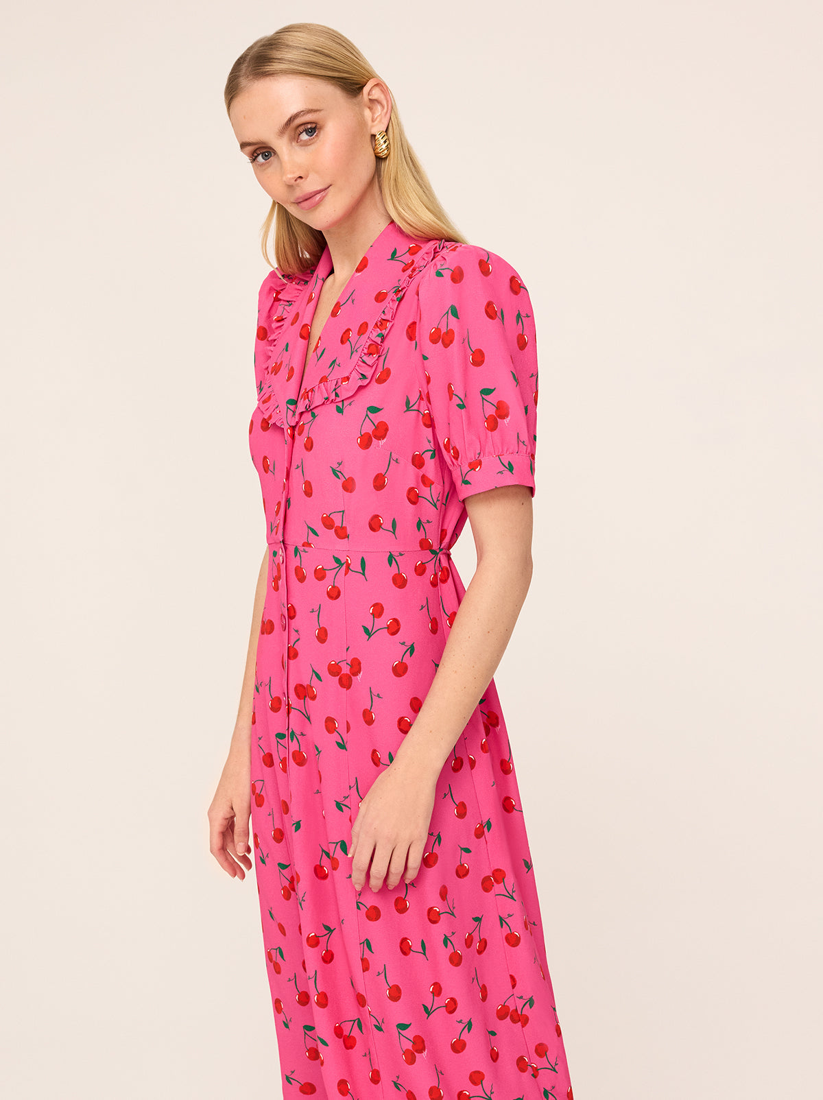 Bethany Pink Cherry Tea Dress