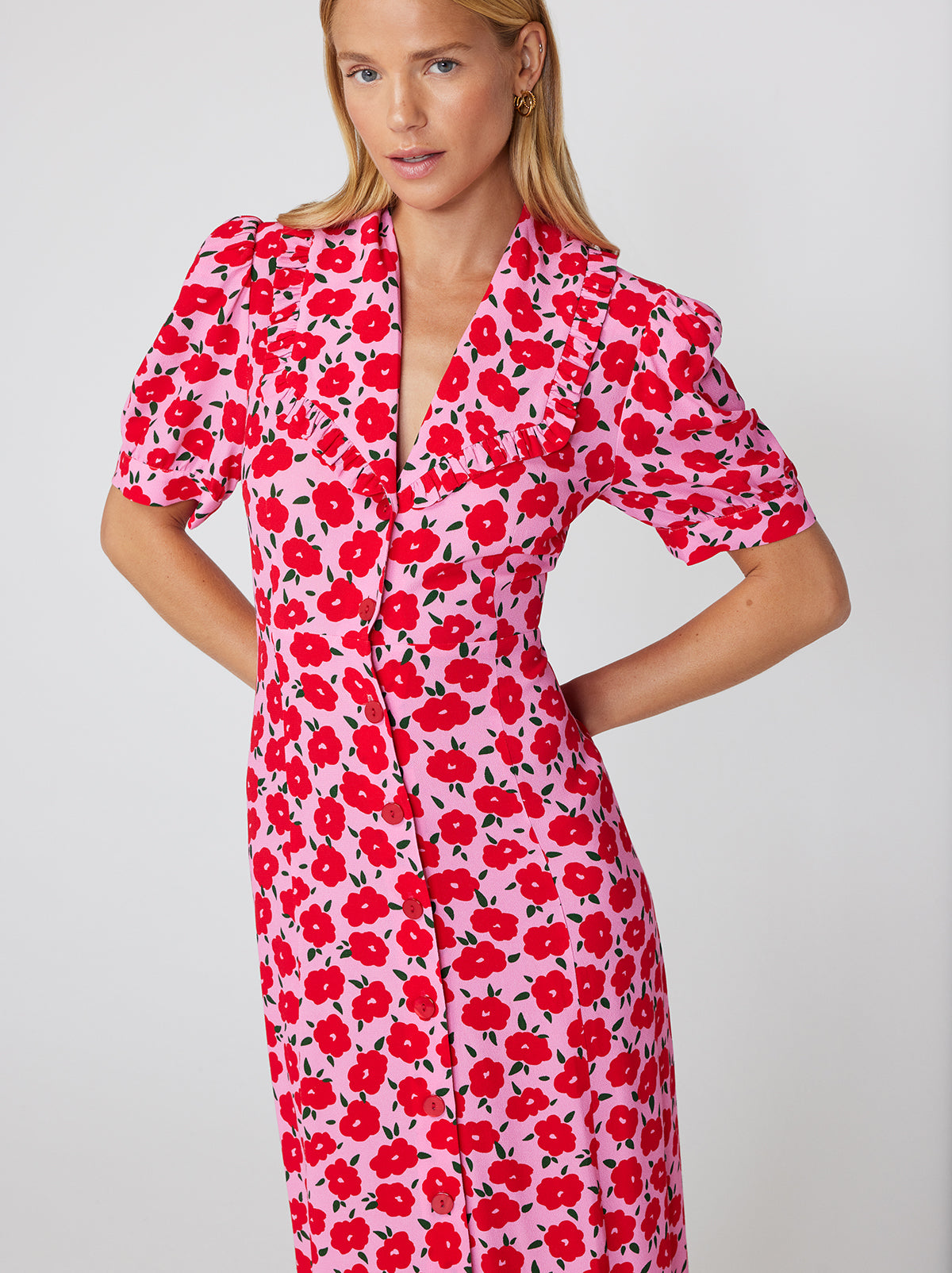 Bethany Pink Floral Tea Dress KITRI Studio