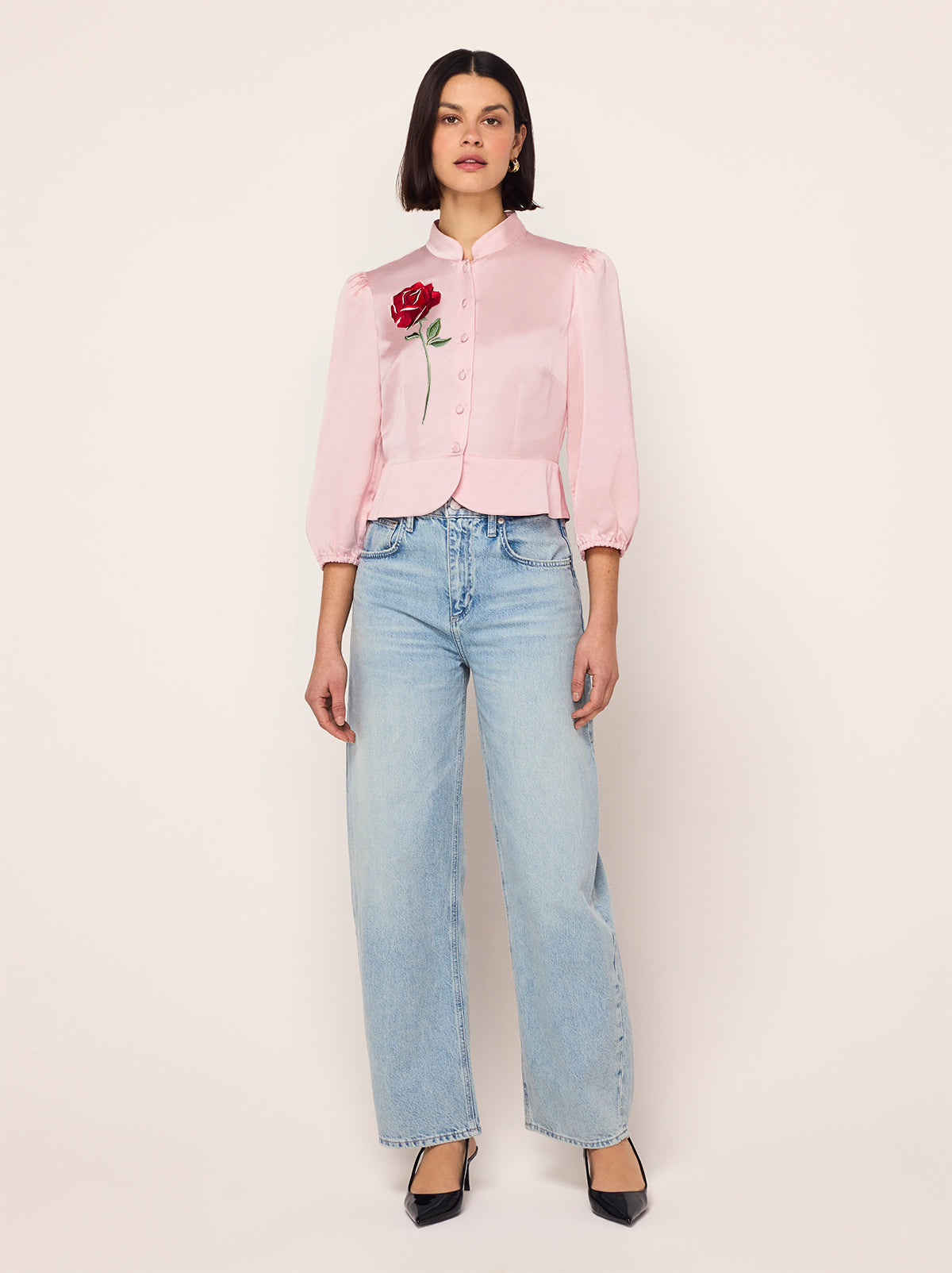 Bettina Pink Rose Embroidered Top By KITRI Studio
