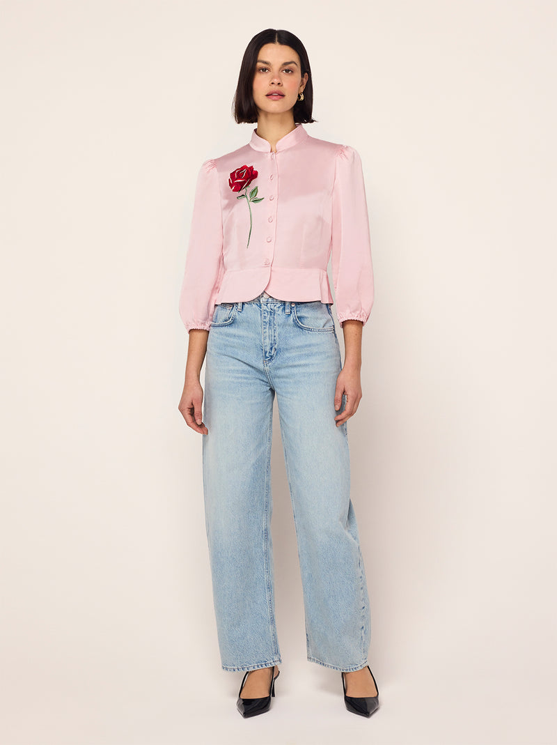 Bettina Pink Rose Embroidered Top By KITRI Studio