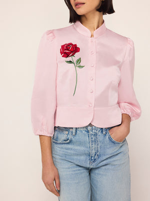 Bettina Pink Rose Embroidered Top By KITRI Studio