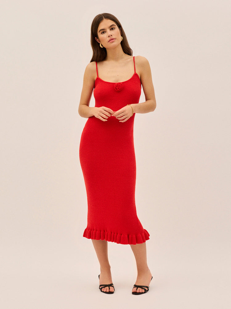 betty bouquet knit mini dress Betty Red Knit Dress