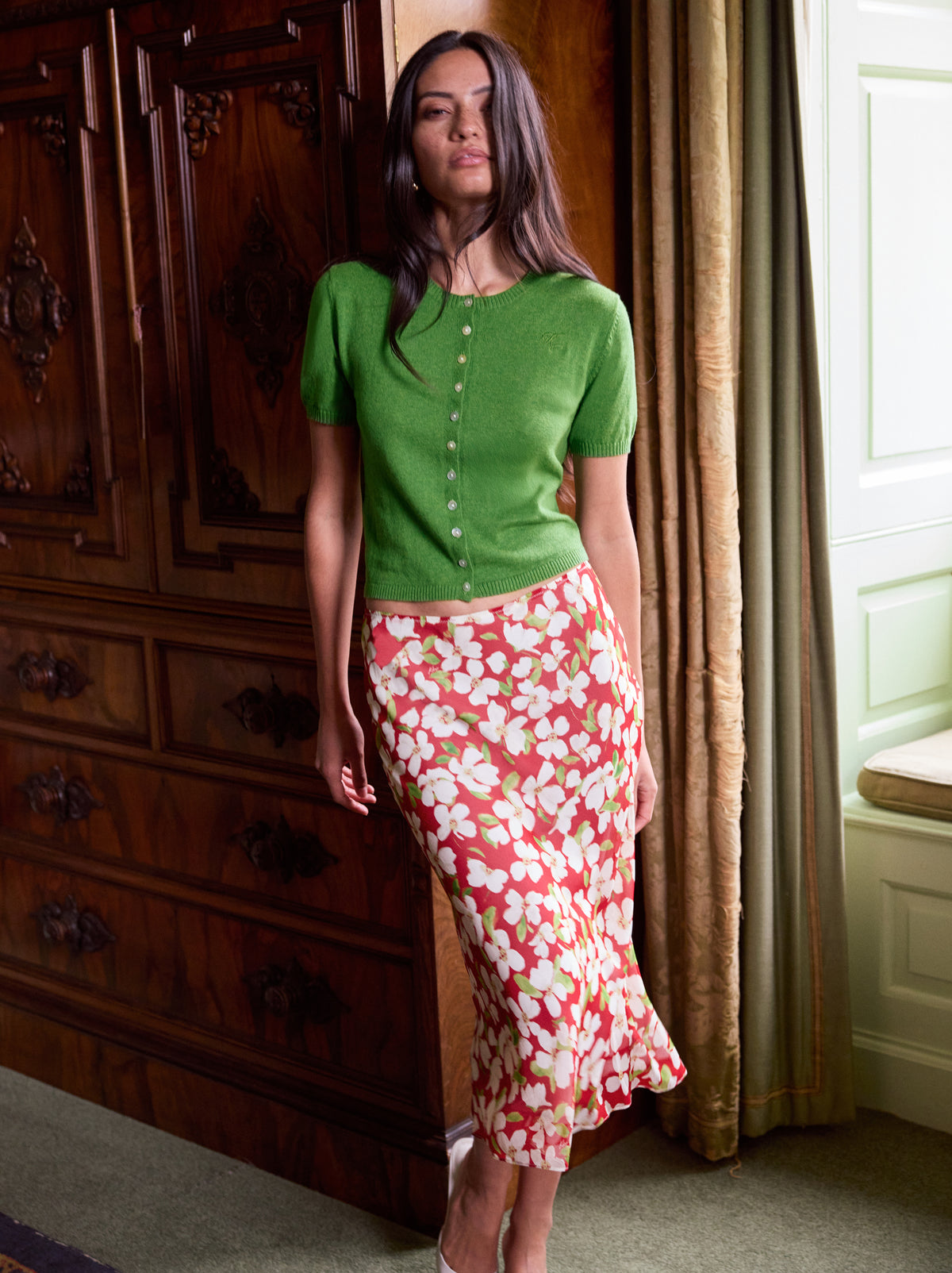 Blair Basil Green Knit Cardigan By KITRI Studio