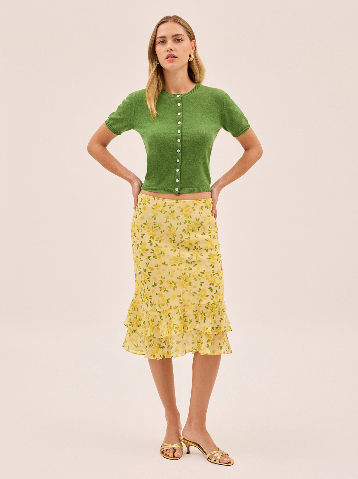 Blair Basil Green Knit Cardigan | KITRI Studio