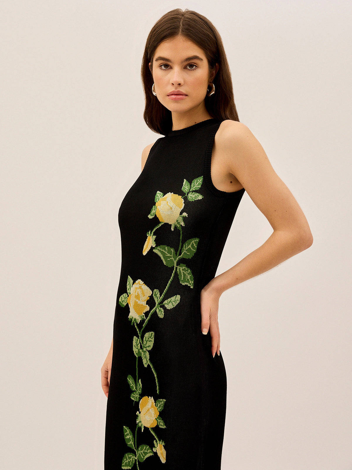 Blanca Black Rose Knit Dress By KITRI Studio