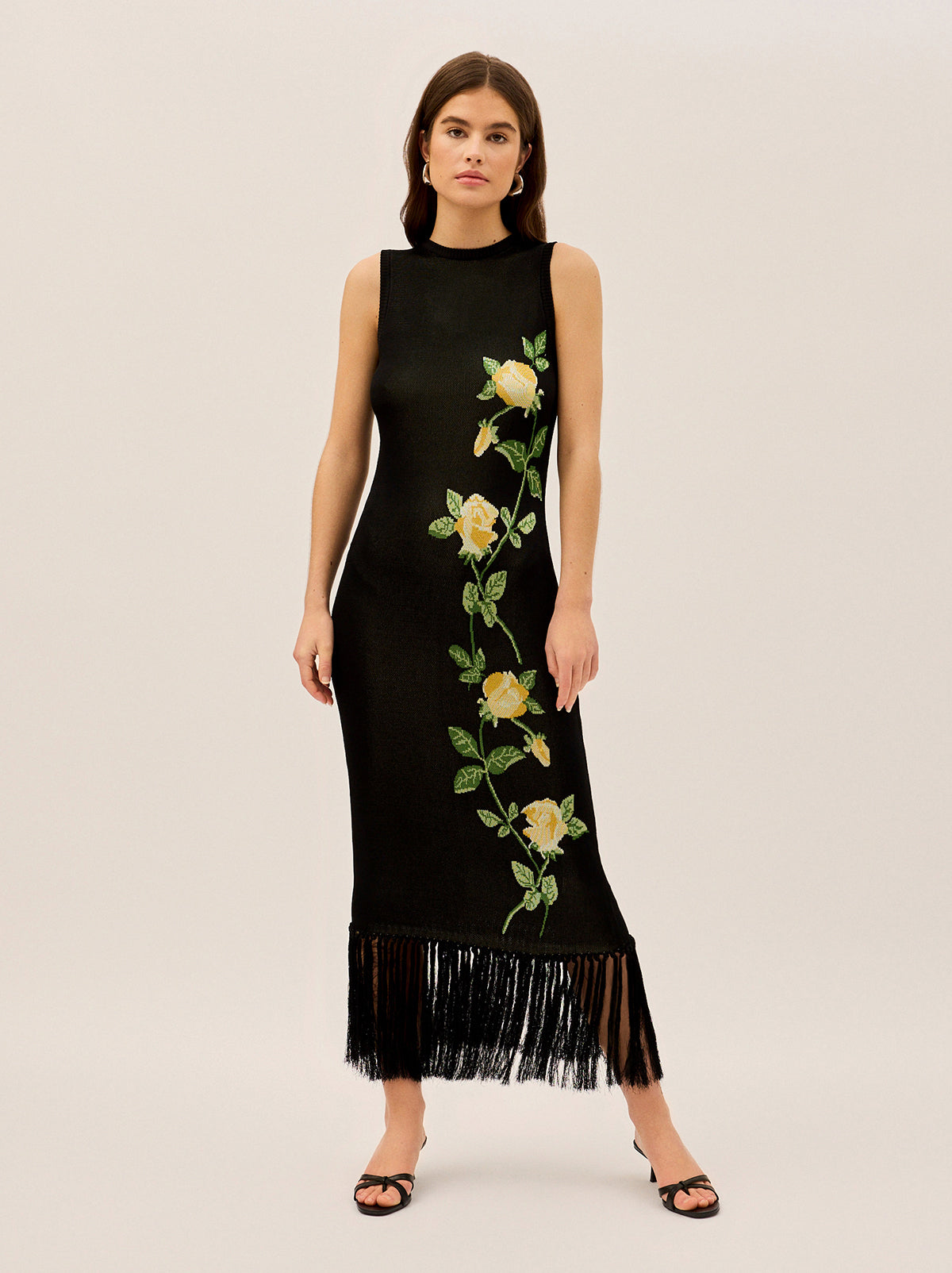 Blanca Black Rose Knit Dress | KITRI Studio