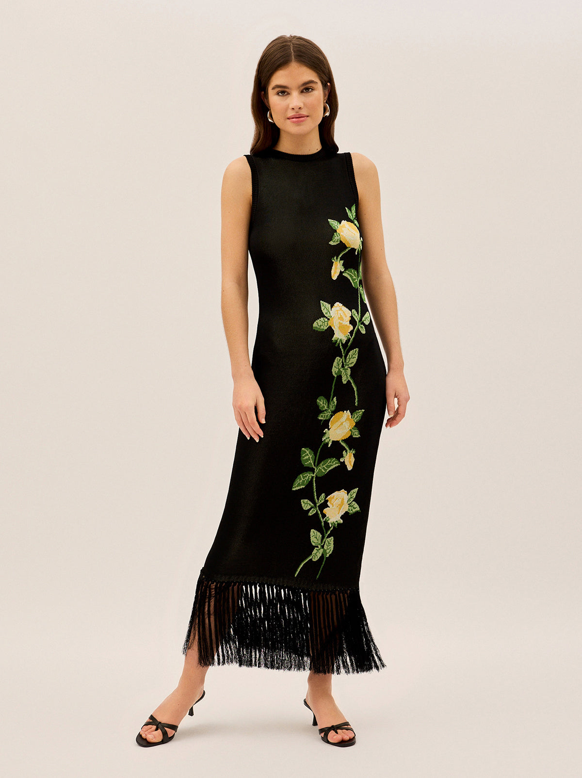 Blanca Black Rose Knit Dress By KITRI Studio