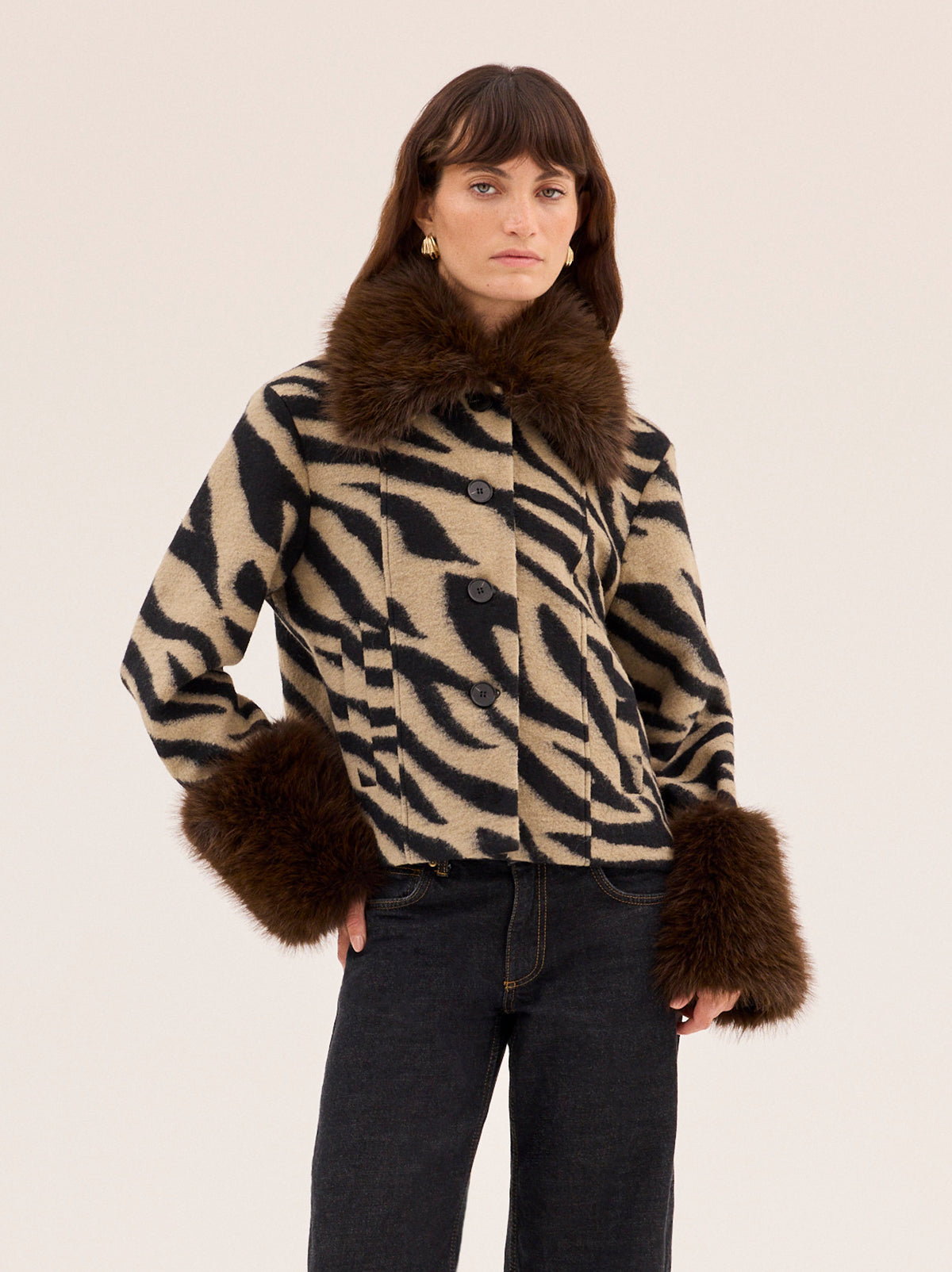 Bonnie Zebra Wool-Blend Jacket | KITRI Studio