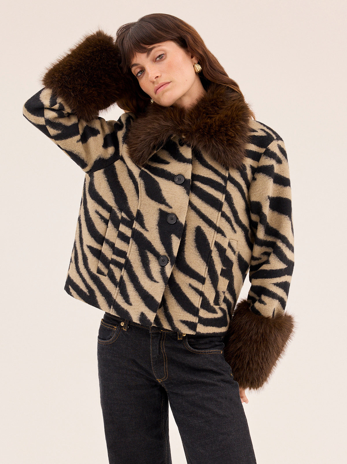 Bonnie Zebra Wool-Blend Jacket | KITRI Studio