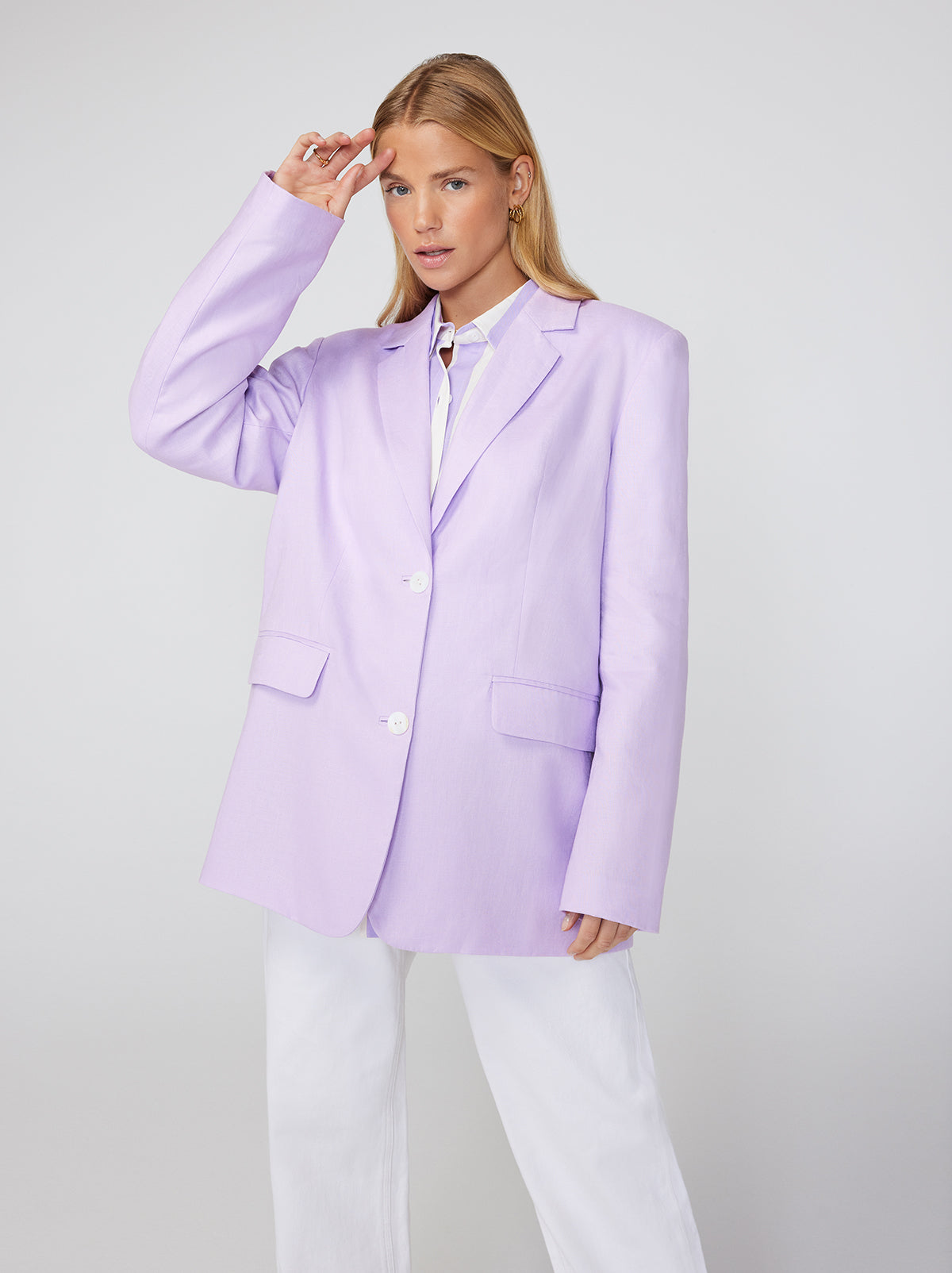 Brea Lilac Linen Oversized Blazer