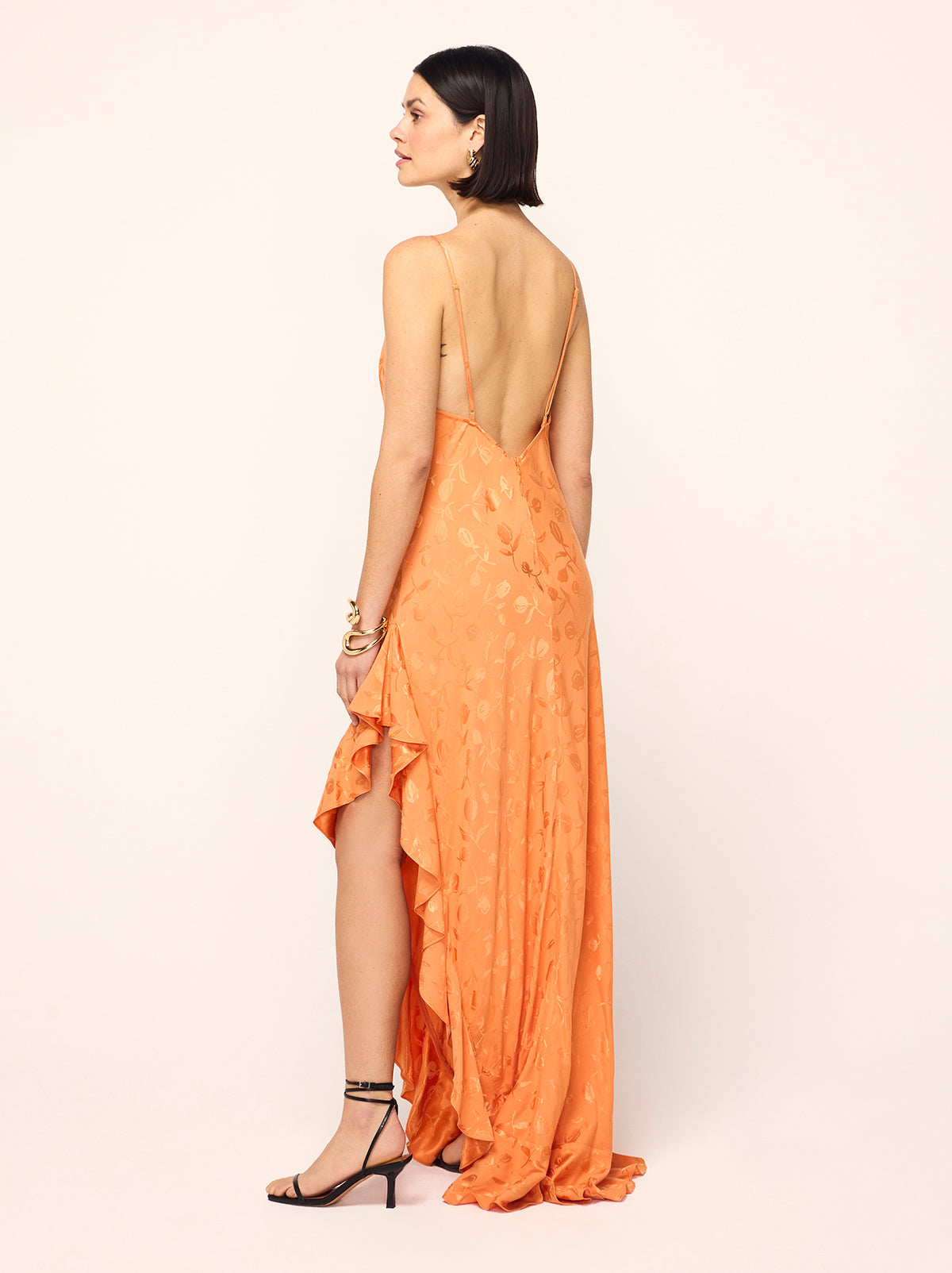 Brigitte Apricot Tulip Jacquard Maxi Dress By KITRI Studio