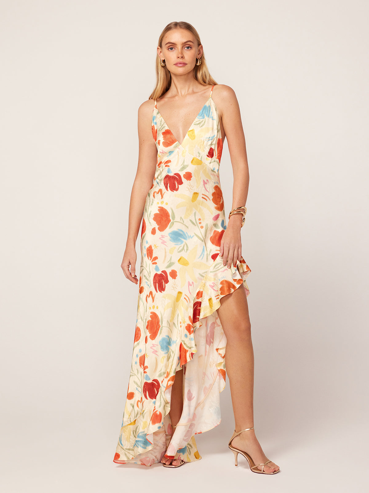 Brigitte Pastel Floral Jacquard Maxi Dress By KITRI Studio