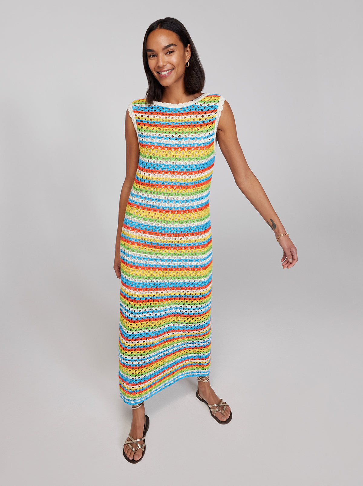 Bunty Blue Stripe Crochet Knit Dress KITRI Studio