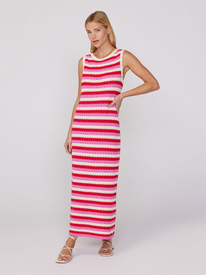 Bunty Pink Stripe Knit Dress by KITRI Studio