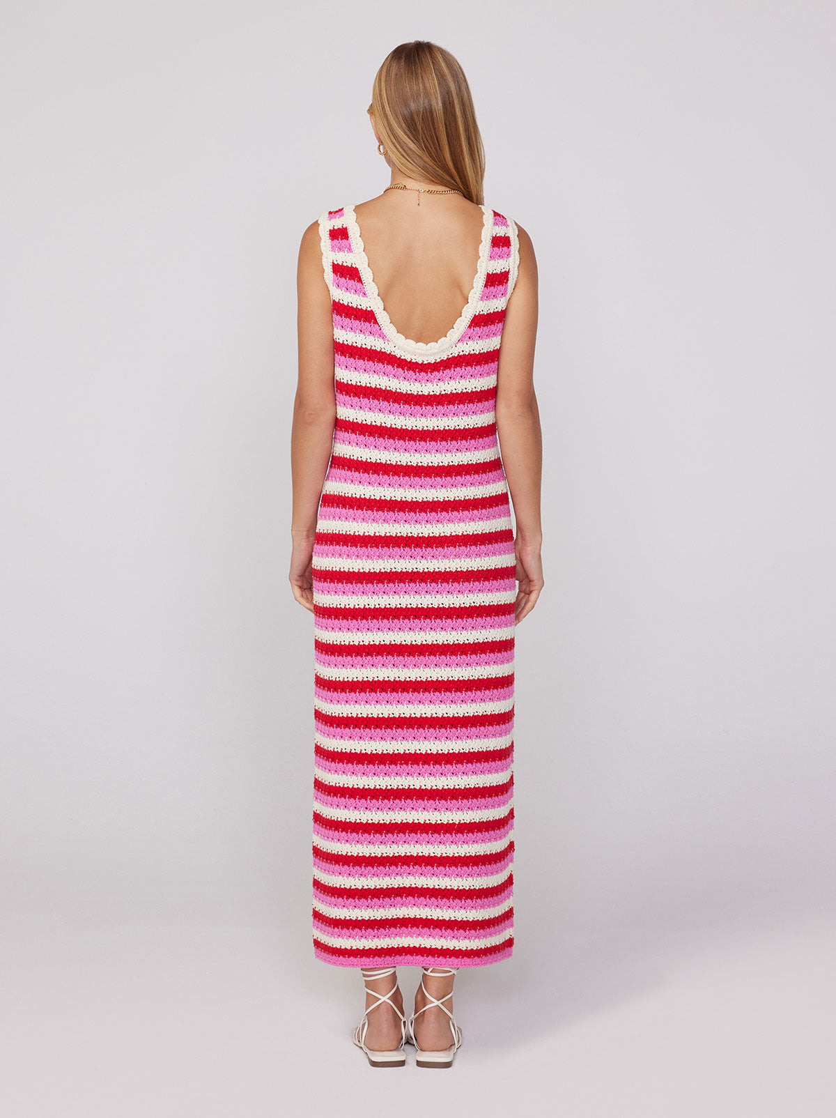 Pink striped best sale midi dress