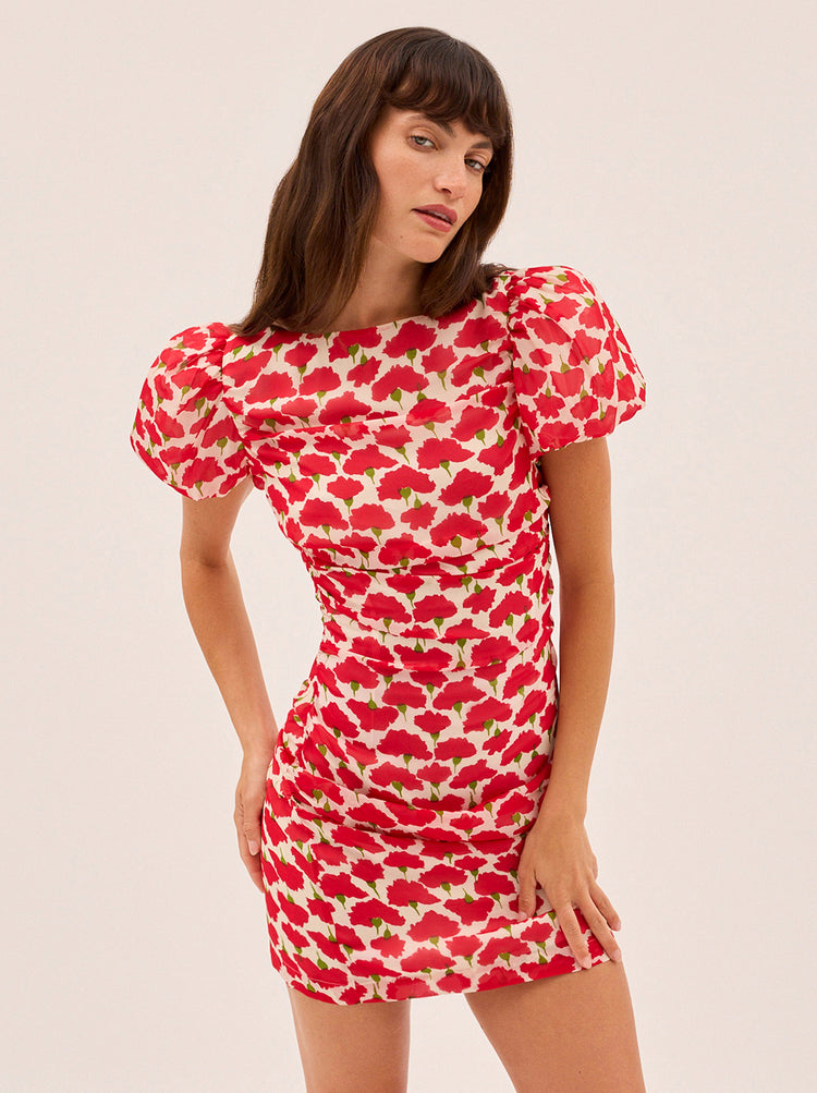 Caitlin Carnation Print Mini Dress By KITRI Studio