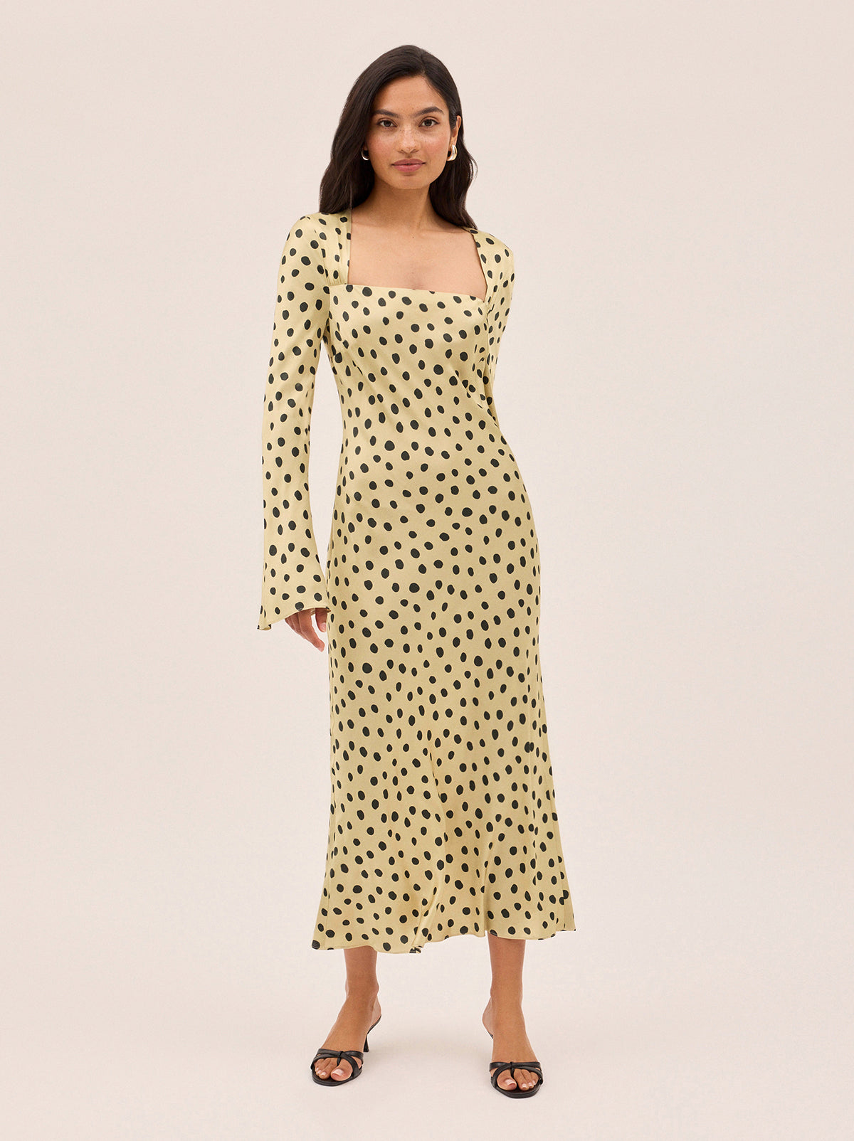Camille Butter Polka Dot Satin Dress By KITRI Studio