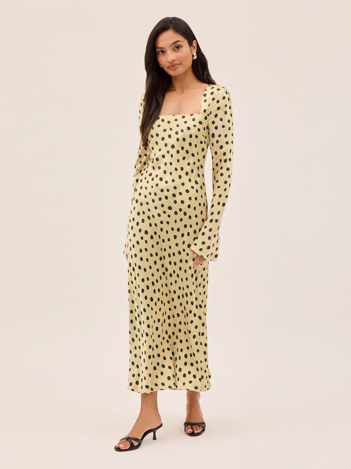 Camille Butter Polka Dot Satin Dress By KITRI Studio