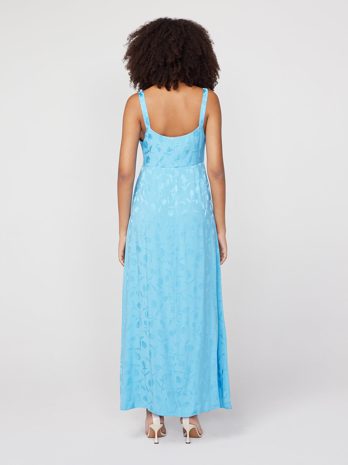 Carissa Sky Blue Tulip Jacquard Maxi Dress