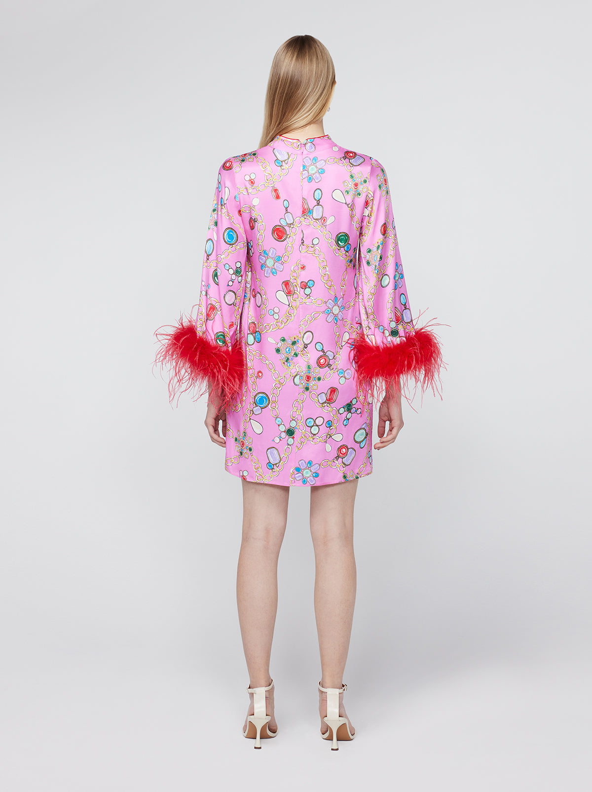 Carlotta Pink Chain Print Mini Dress By KITRI Studio